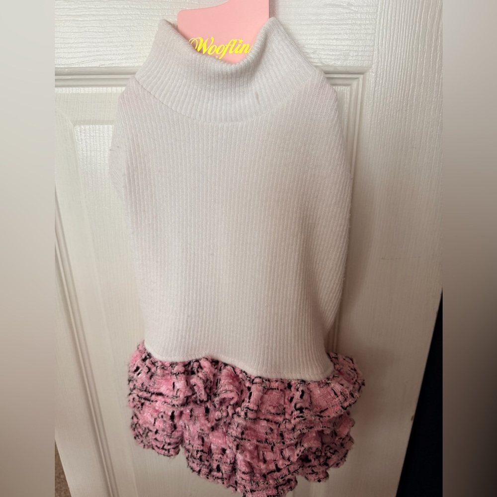 Wooflink white and pink tweed dress 5